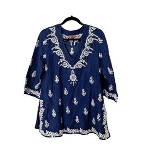 Saffire Sz S Blue Embellished Embroidered Tunic